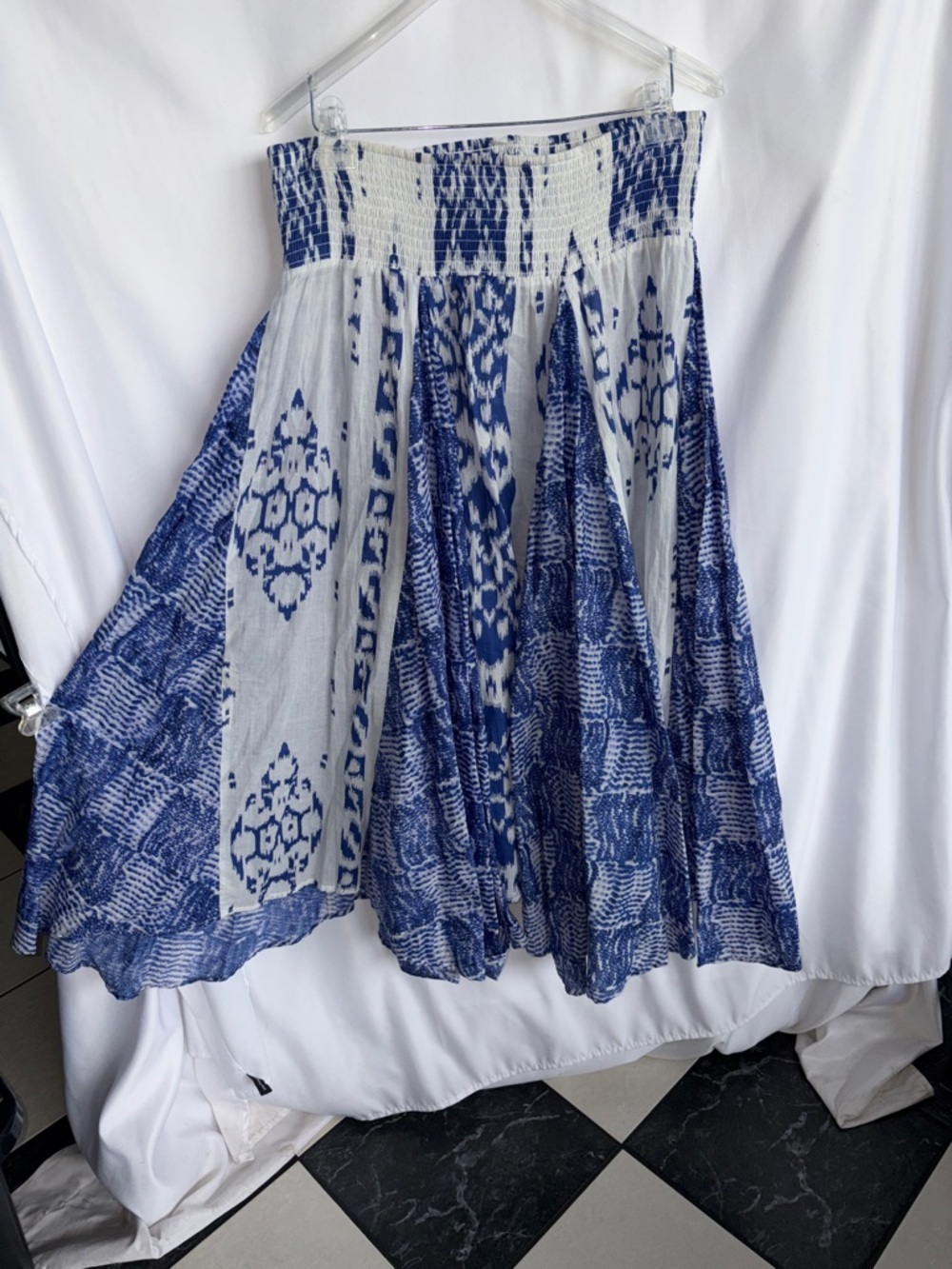 Chelsea & Theodore Cotton Maxi Skirt, Asymmetrical, Boho, sz L